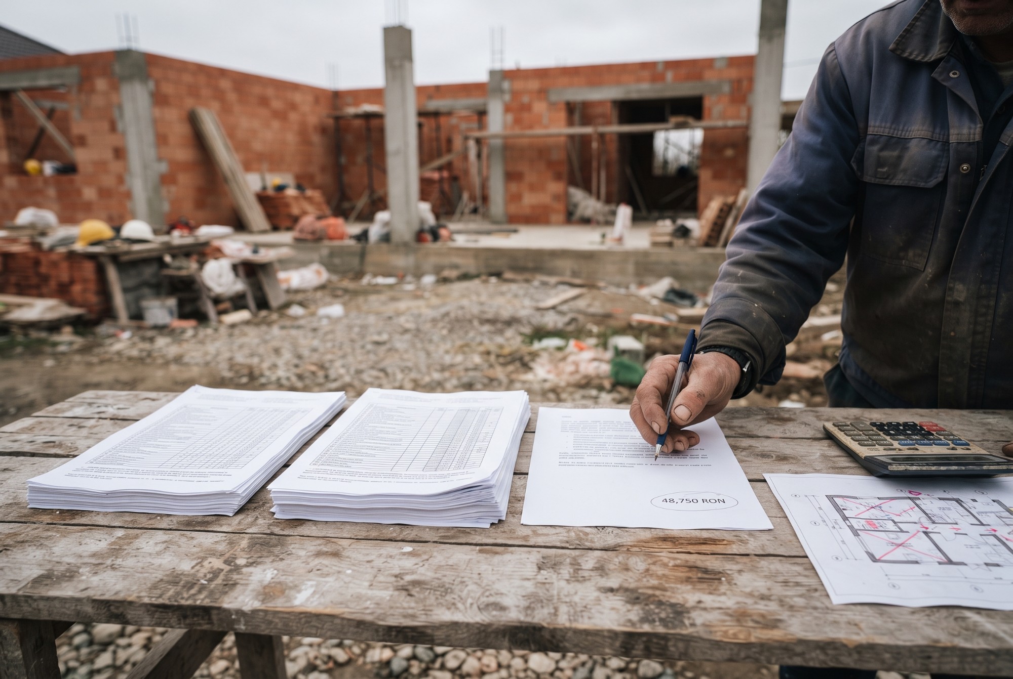 Trei oferte de construcție așezate una lângă alta pe masă, cu una dintre ele vizibil mai scurtă decât celelalte două